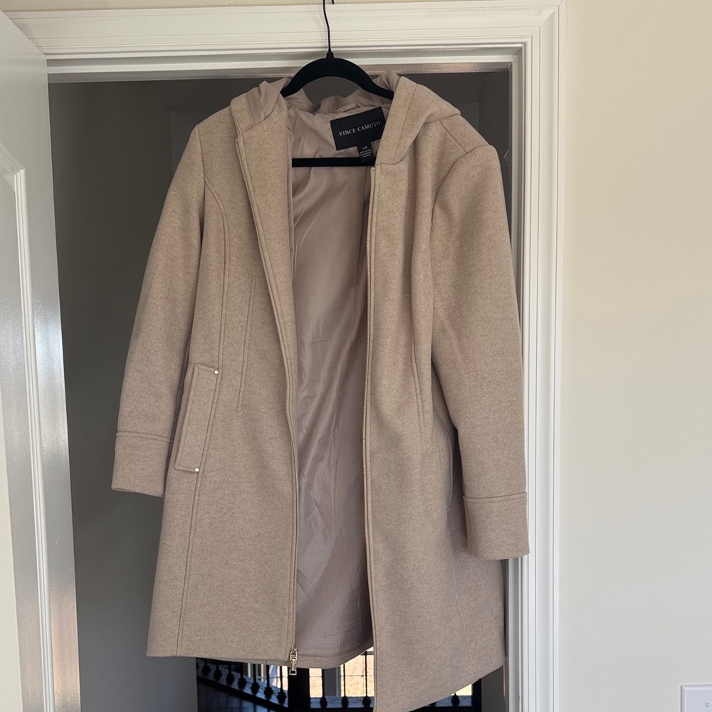 Vince Camuto Tan Hooded Trench Coat